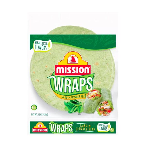 Large Garden Spinach & Herb Wrap Tortillas - 15oz_6ct