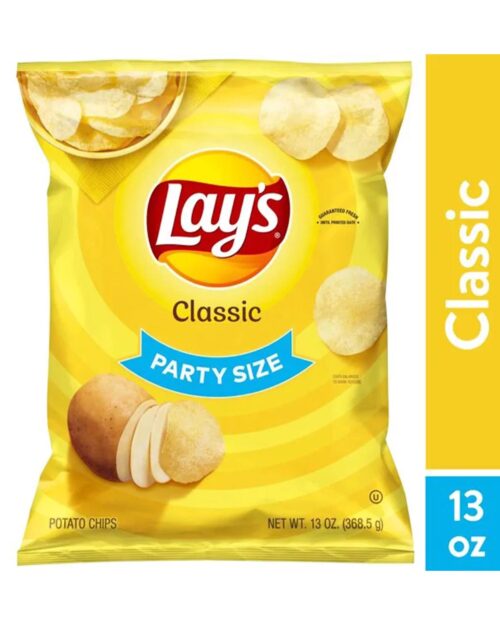 Lay's Classic Potato Snack Chips, Party Size, 13 oz Bag
