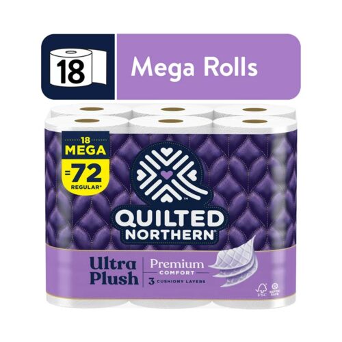 Quilted Northern Ultra Plush 18 Mega Rolls, 3X More Absorbent, Luxurious Soft To