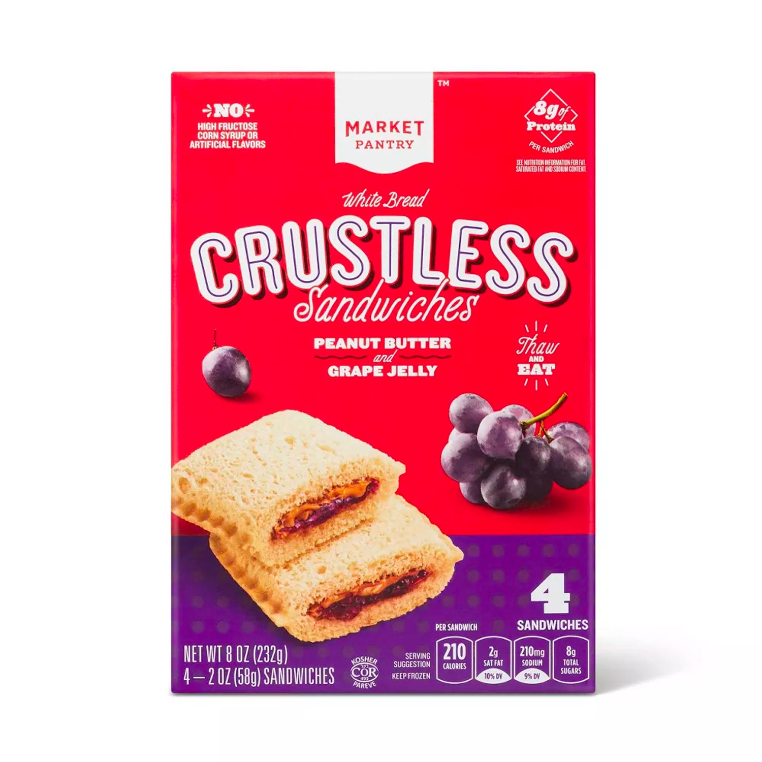 Frozen Peanut Butter and Grape Jelly Crustless Sandwich – 4ct