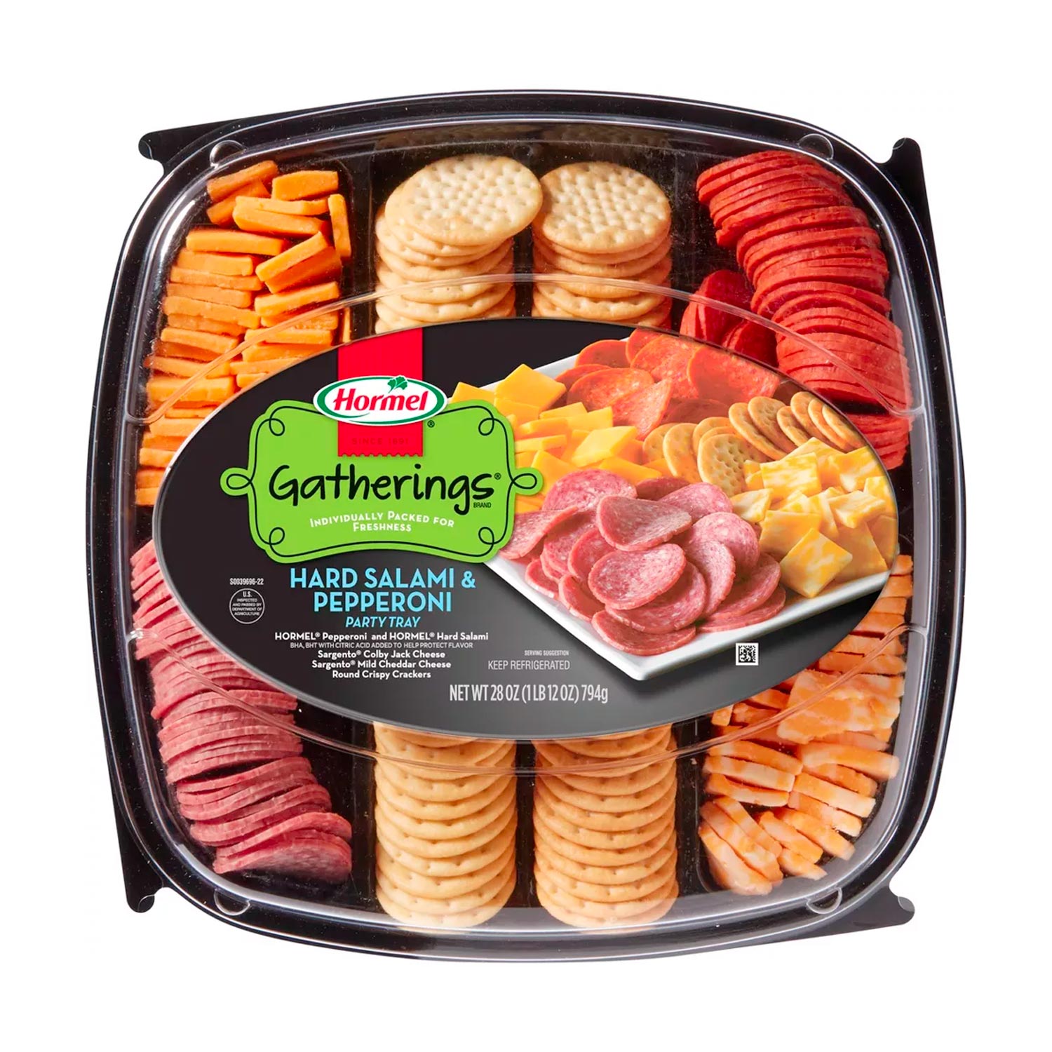 Gatherings Hard Salami, Pepperoni, Cheese & Crackers Party Tray – 28oz