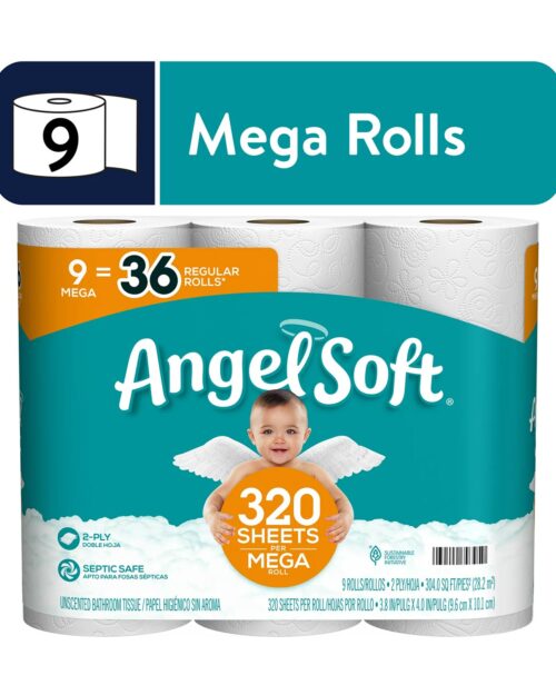 Angel Soft Toilet Paper, 9 Mega Rolls