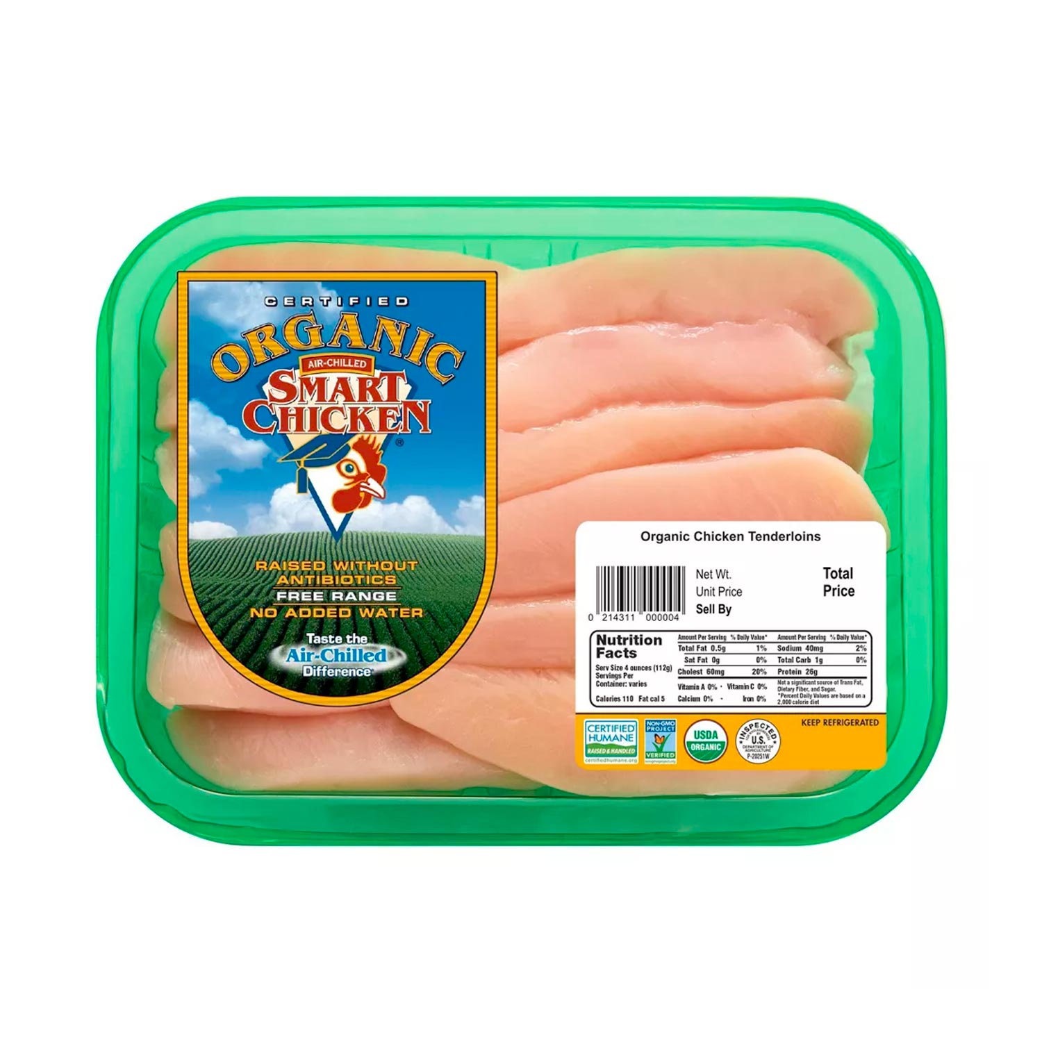 Smart Chicken Organic Chicken Tenderloins – 0.75-1.75lbs – price per lb