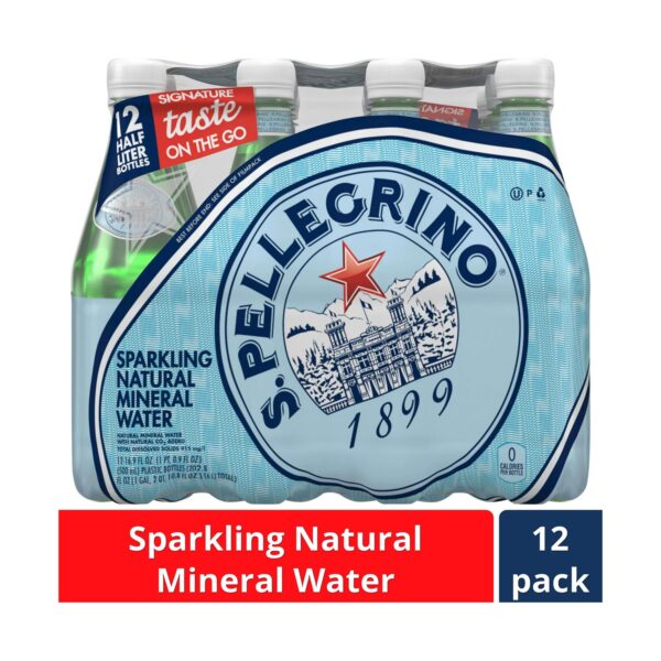 S.Pellegrino Sparkling Natural Mineral Water, 16.9 fl oz, 12 Pack Plastic Bottle