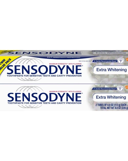 Sensodyne Sensitivity Toothpaste, Extra Whitening, for Sensitive Teeth, 24_7 Protection, 4 ounce (Pack of 2)
